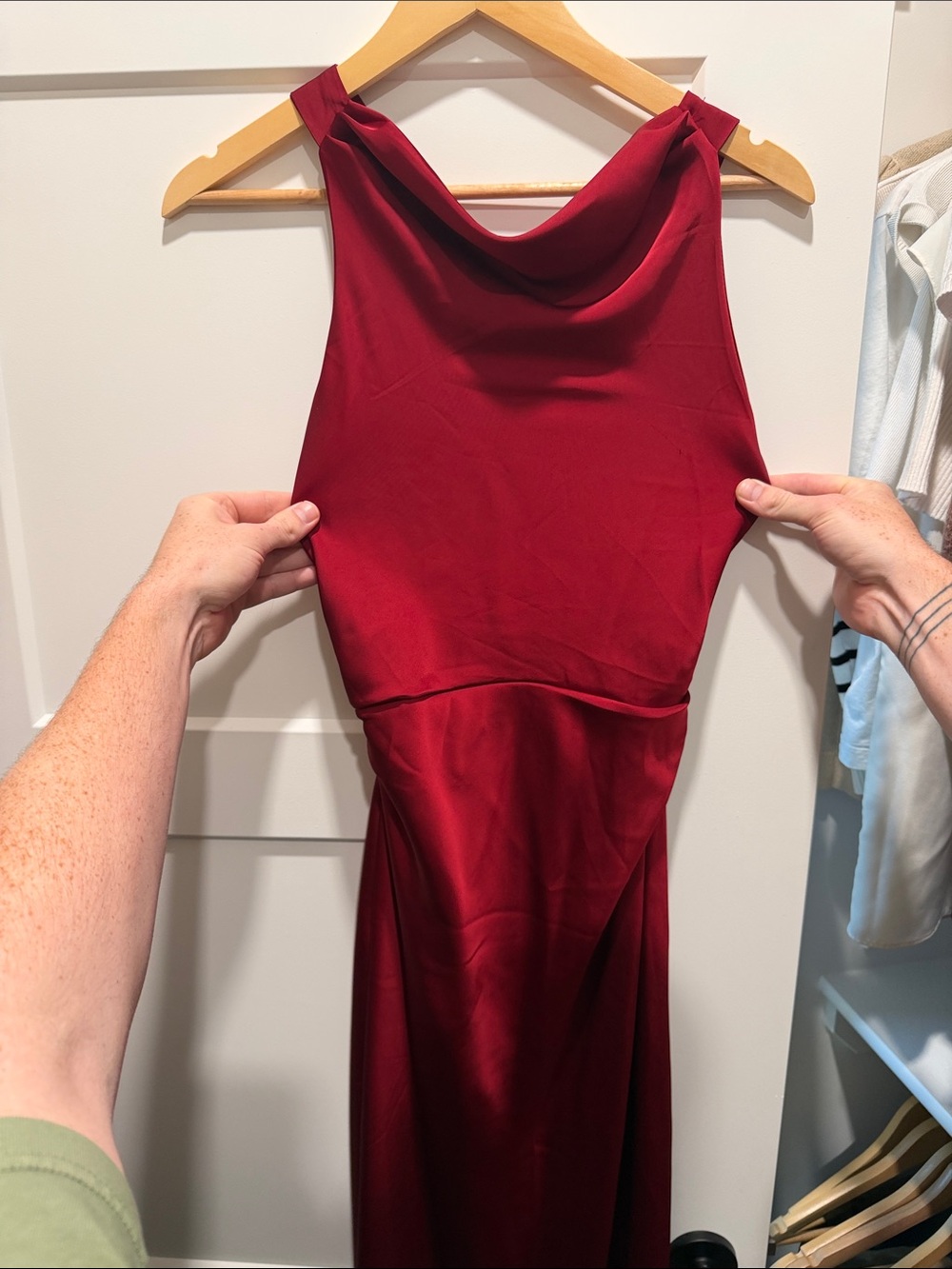 Wine Red Satin Evening Gown